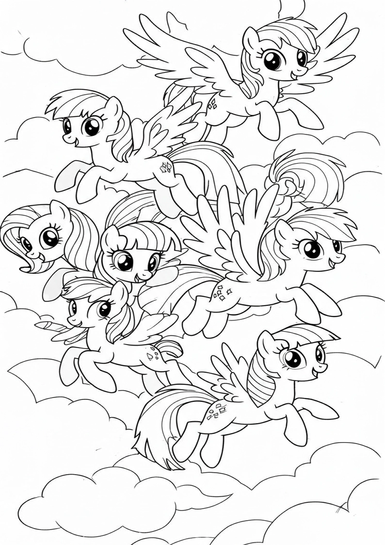 Mane Six Coloring Pages For Kids And Adults 95