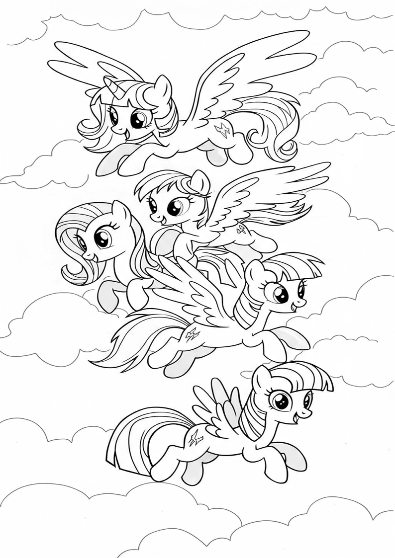 Mane Six Coloring Pages For Kids And Adults 96