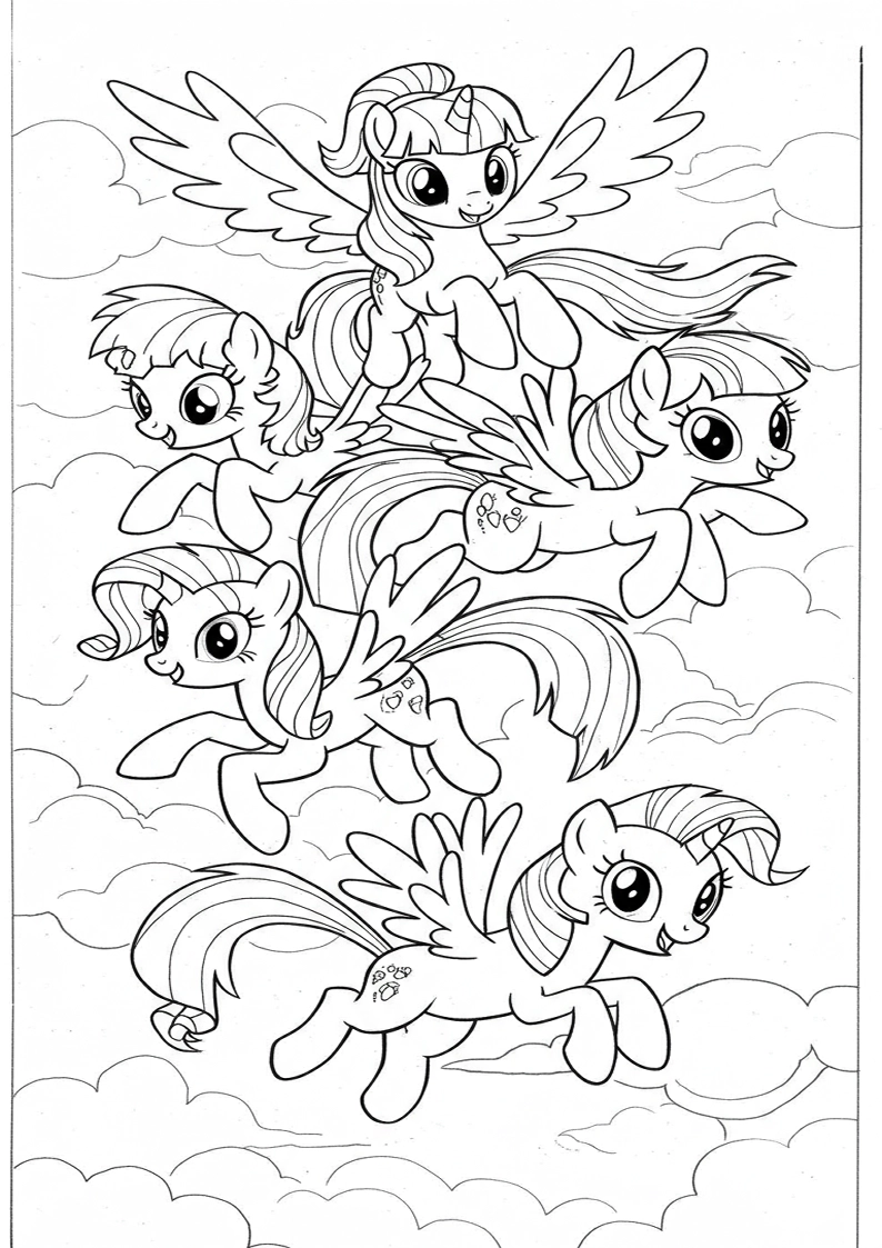 Mane Six Coloring Pages For Kids And Adults 97