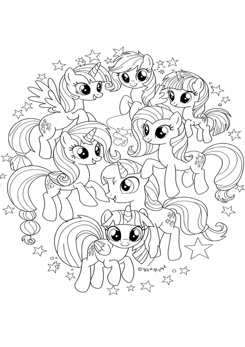 Mane Six Colouring Pages 66