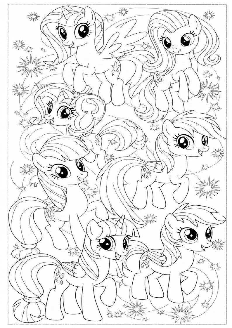 Mane Six Colouring Pages 68