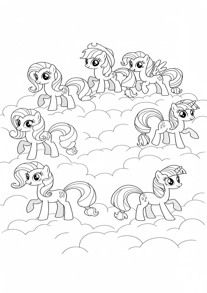 Mane Six Colouring Pages 72
