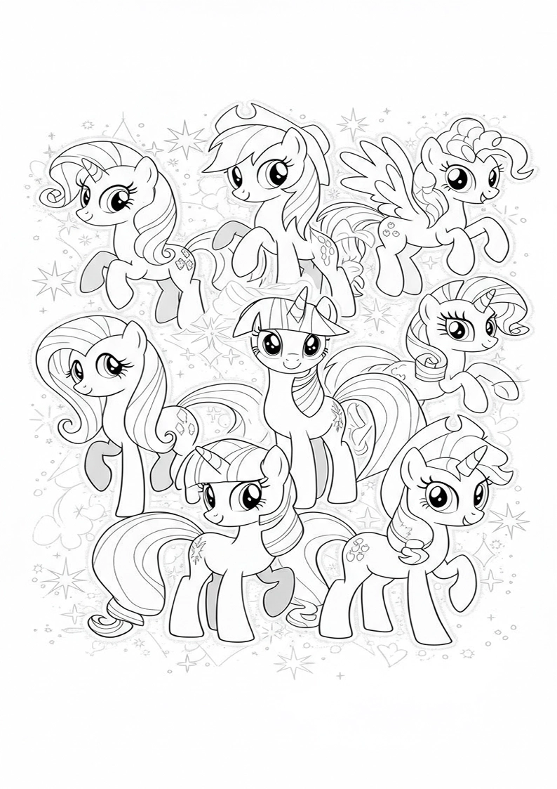 Mane Six Colouring Pages 77