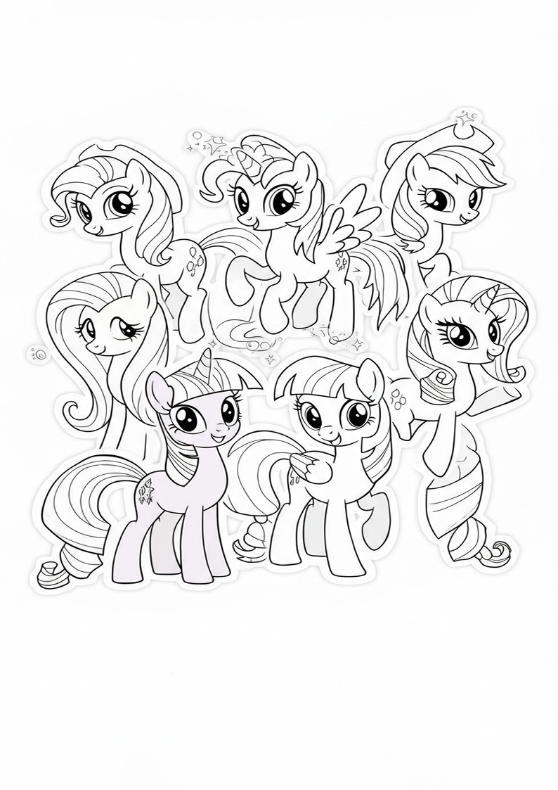 Mane Six Colouring Pages 78