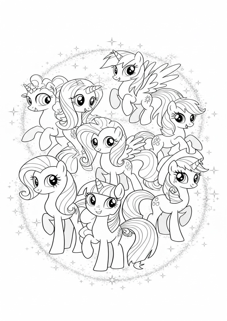 Mane Six Colouring Pages 79