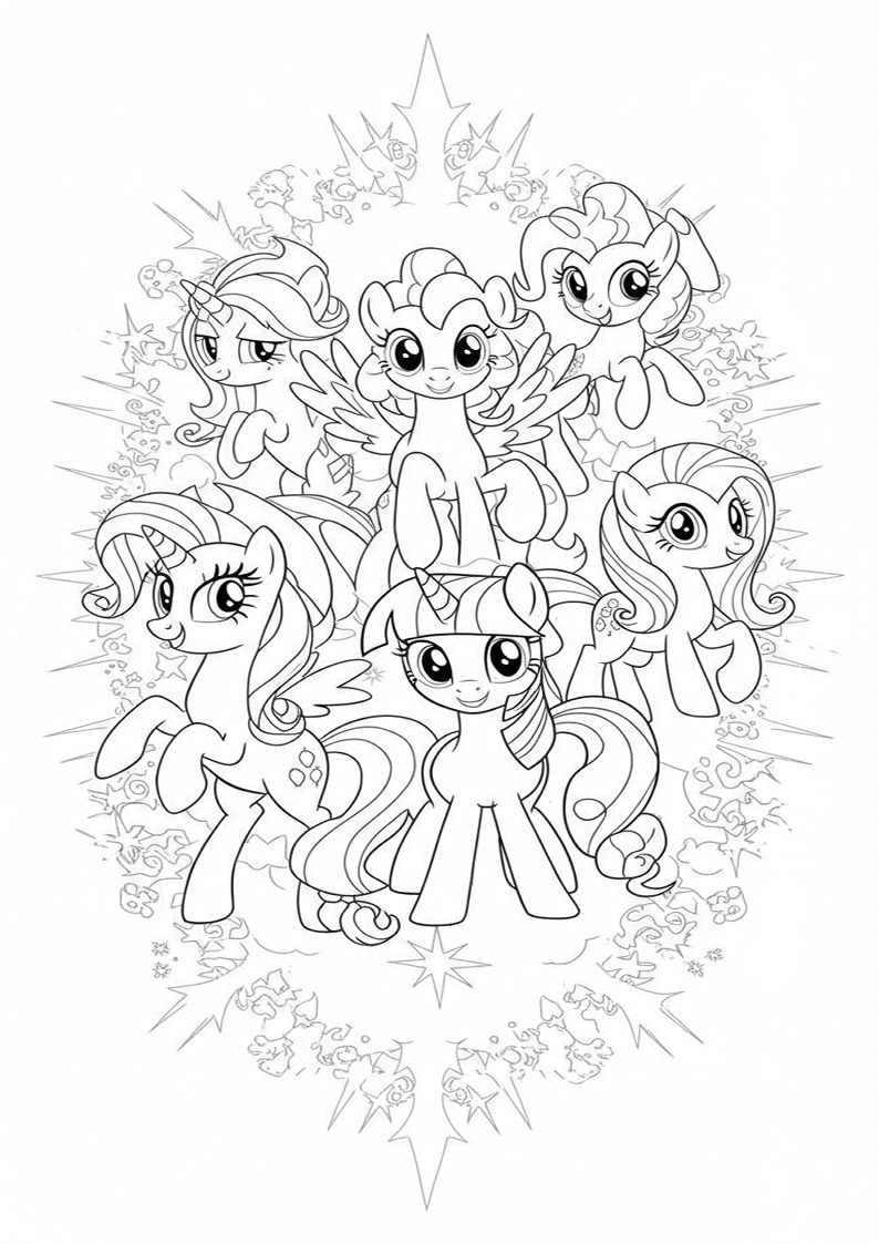 Mane Six Colouring Pages 80