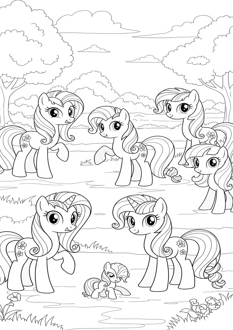 Mane Six Picture Coloring Pages 189