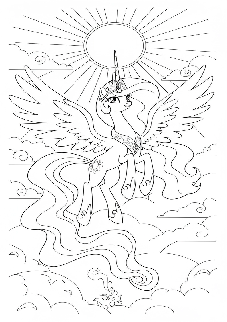 Princess Celestia My Little Pony Coloring Sheet 172
