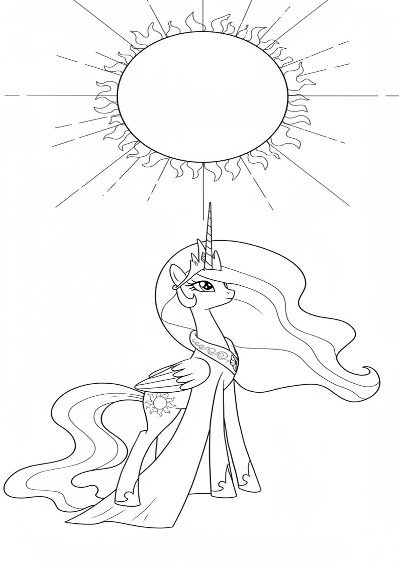 Princess Celestia My Little Pony Coloring Sheet 173