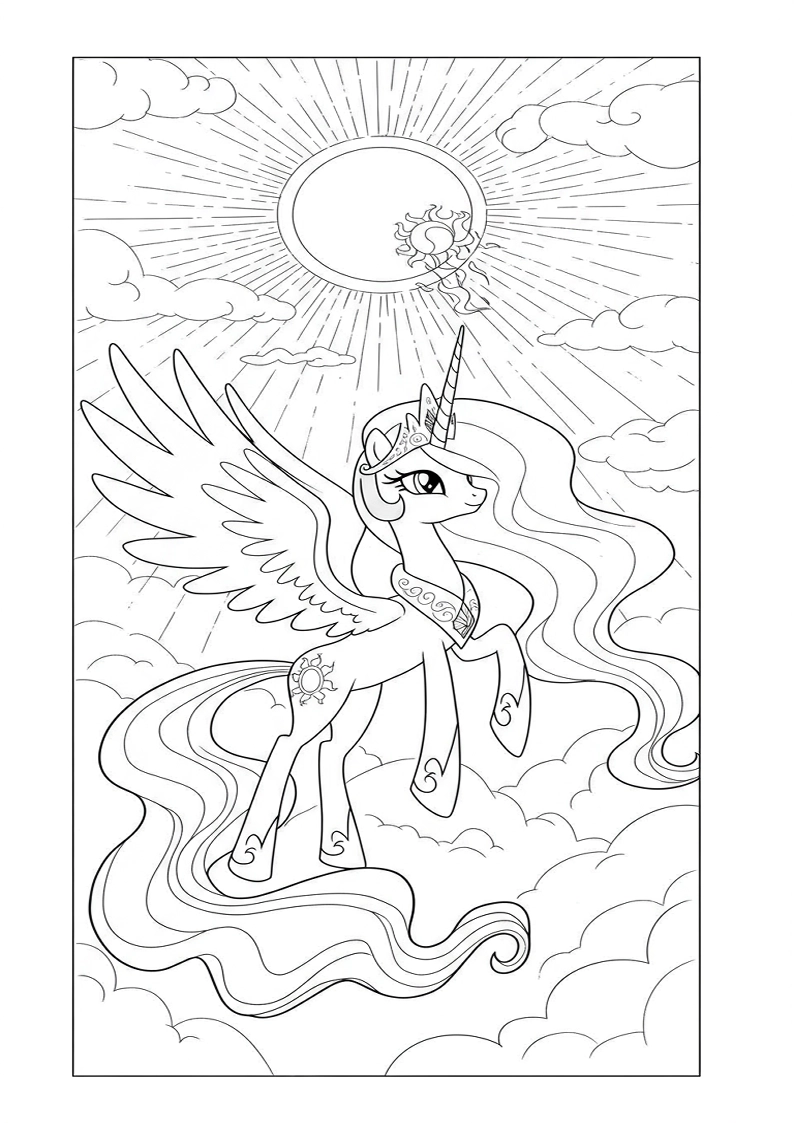 Princess Celestia My Little Pony Coloring Sheet 174