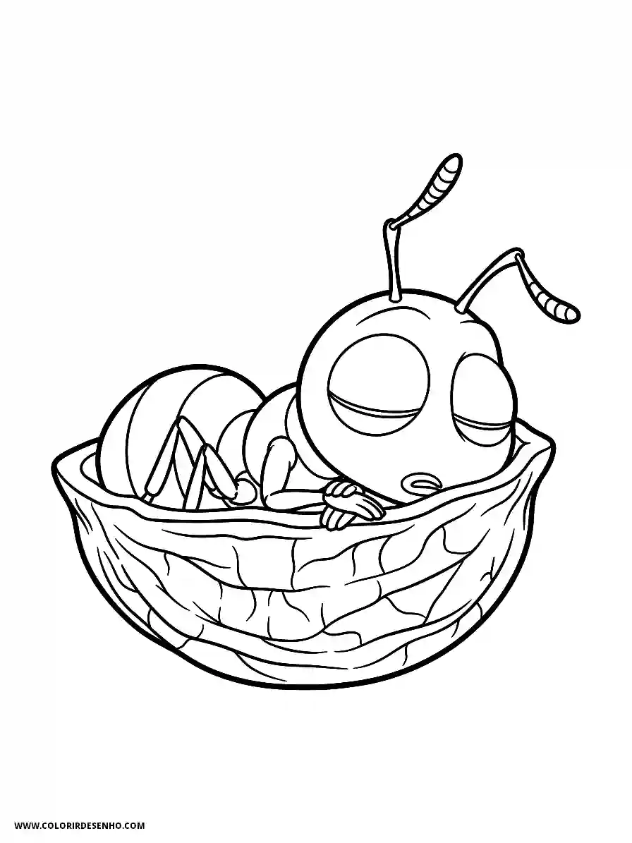 Ant Coloring Pages (136+ Free Printables) 117 Adorable sleepy ant 3d cartoon style curled up asleep inside a walnut shell