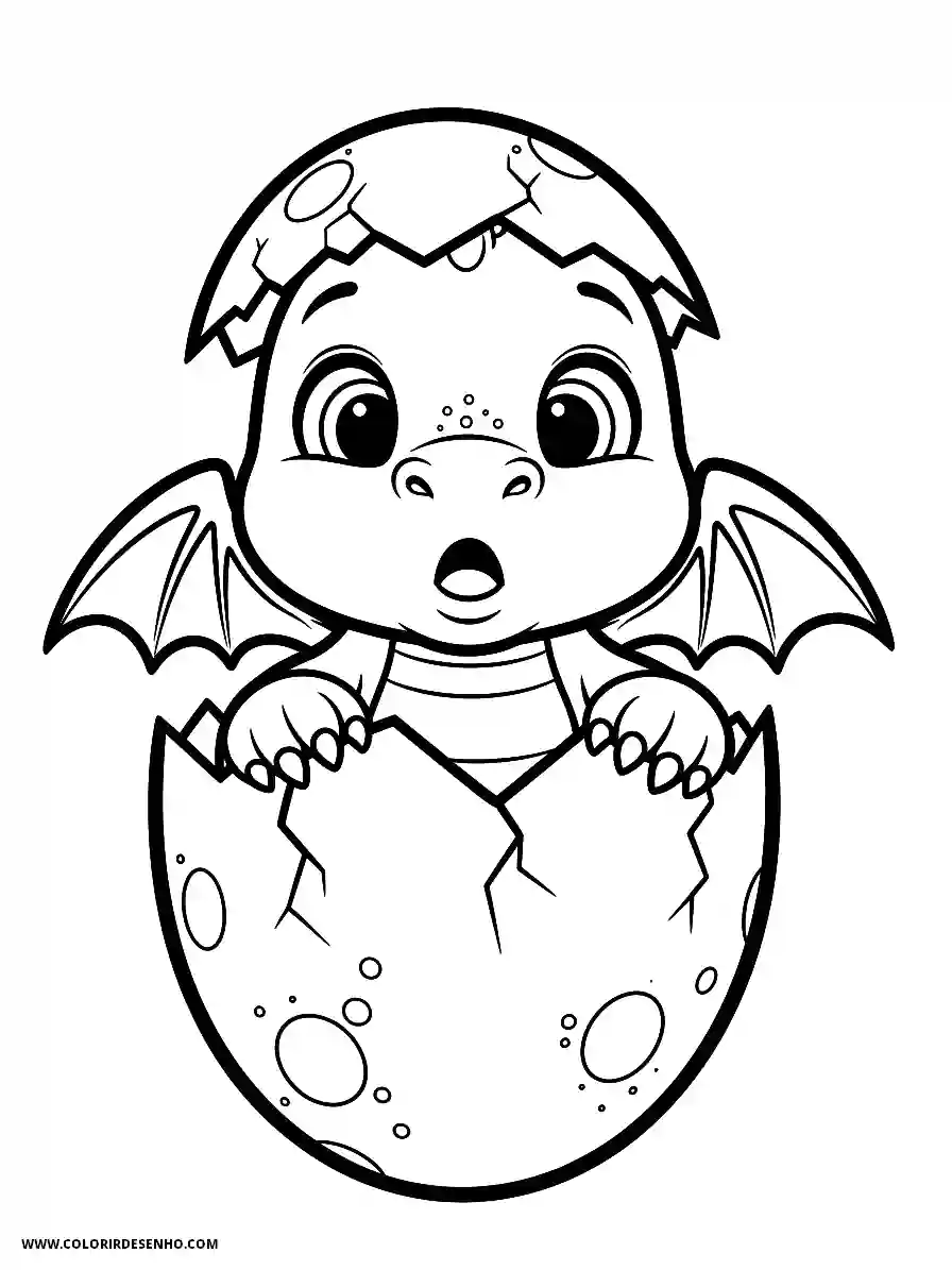 Dragon Coloring Pages (252+ Free Printables) 228 Dragon 3D Animation Style Hatching From an Egg With a Surprised Expression Coloring Page Cute
