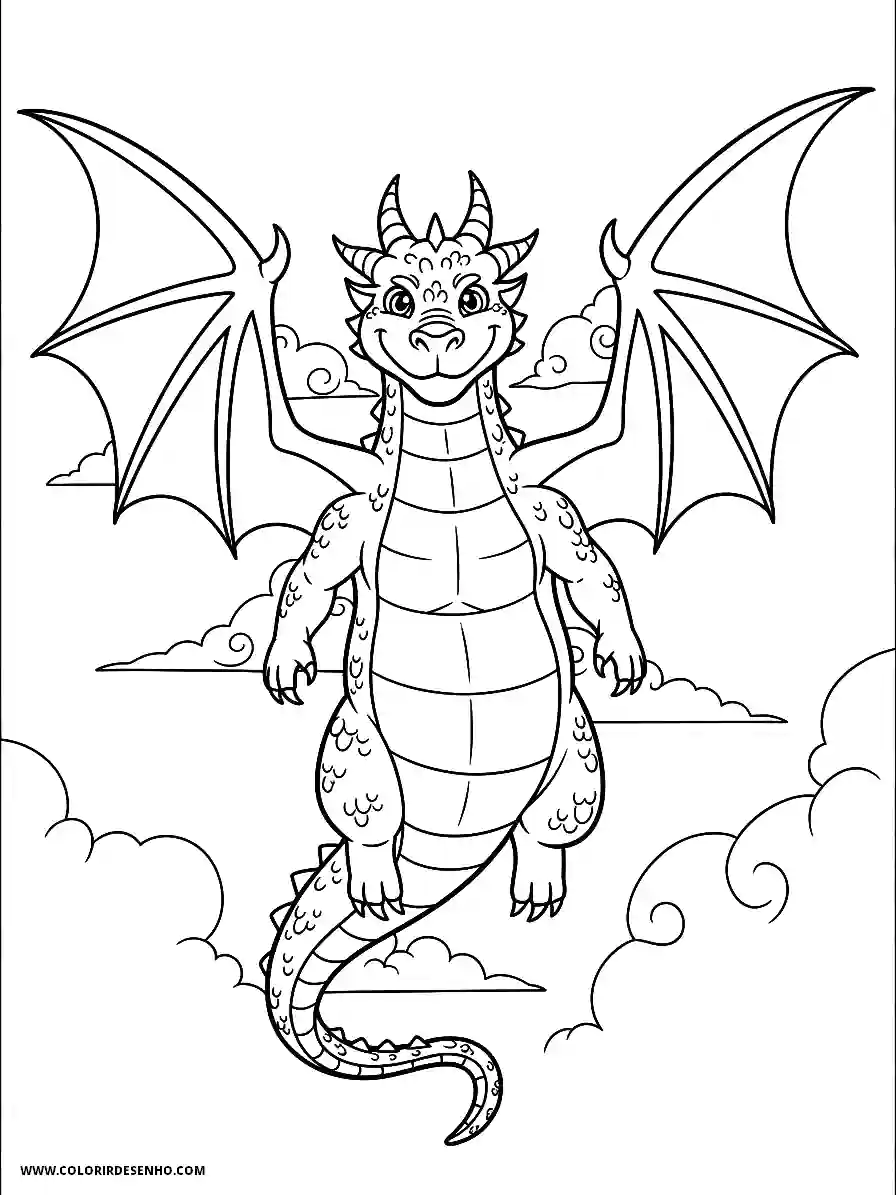 Dragon Coloring Pages (252+ Free Printables) 235 Dragon Anime Style Soaring Upward Viewed From Behind Coloring Page