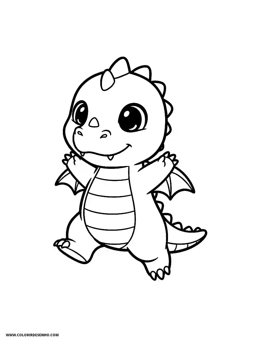 Dragon Coloring Pages (252+ Free Printables) 240 Dragon Chibi Style Joyfully Grooving With Arms Lifted Coloring Sheet Adorable