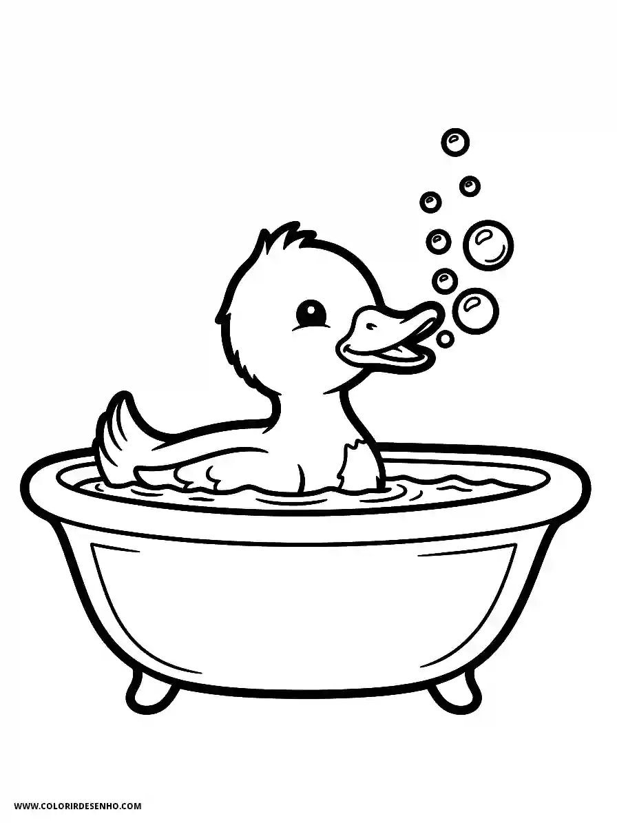 Duck Coloring Pages (179+ Free Printables) 165 Duck Cartoon Style Blowing Bubbles in a Bathtub Coloring Page Adorable
