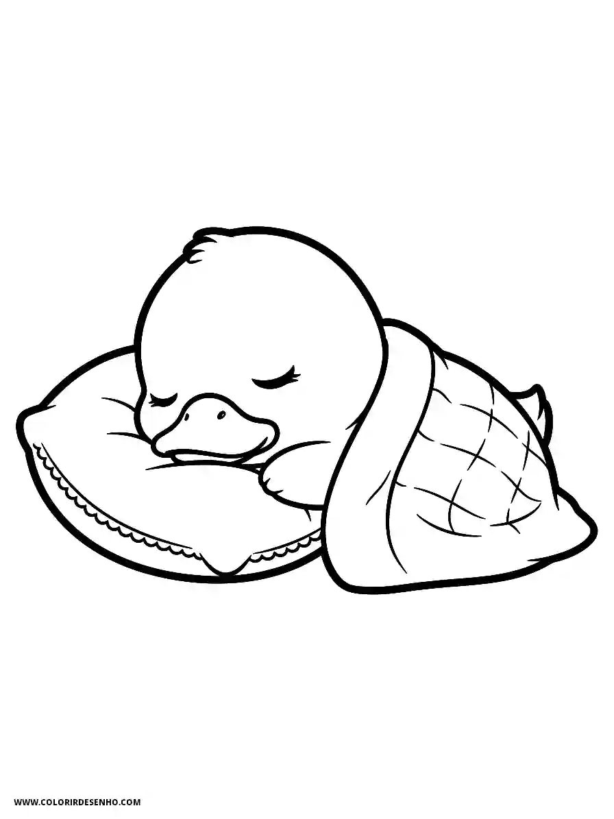 Duck Coloring Pages (179+ Free Printables) 169 Duck Chibi Style Sleeping on a Fluffy Pillow With a Cozy Blanket Coloring Sheet Cute