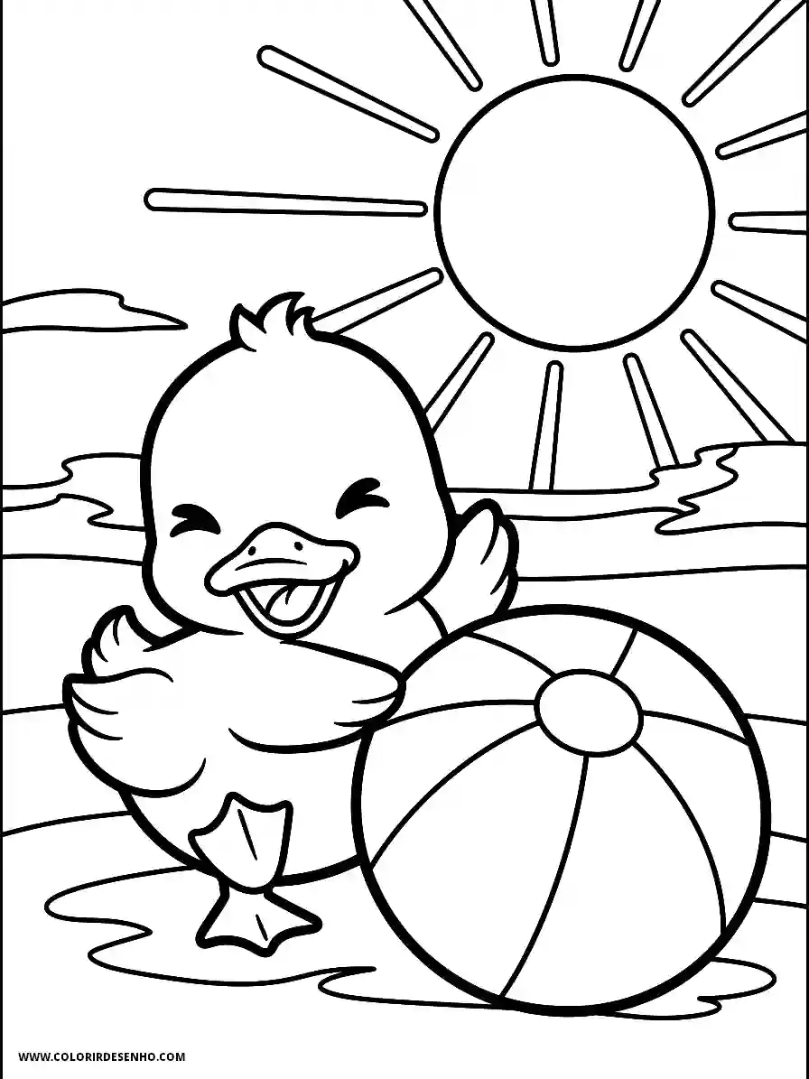 Duck Coloring Pages (179+ Free Printables) 170 Duck Chibi Style Tossing a Beach Ball Playfully Coloring Sheet