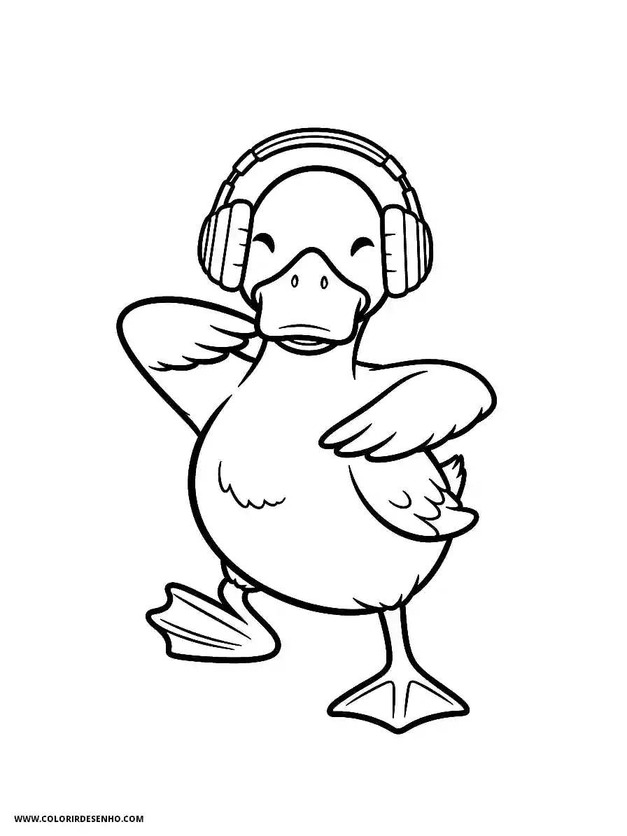 Duck Coloring Pages (179+ Free Printables) 179 Duck Manga Style Grooving to Music With Headphones On Coloring Sheet