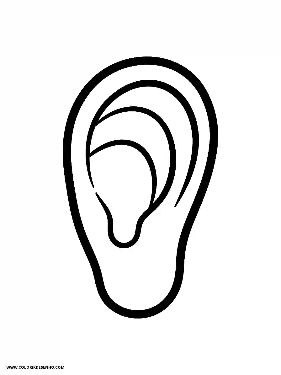 Ear Coloring Pages (26+ Free Printables) 17 Ear 3D Animation Style Detailed Front Closeup Perspective Coloring Sheet Free Printable