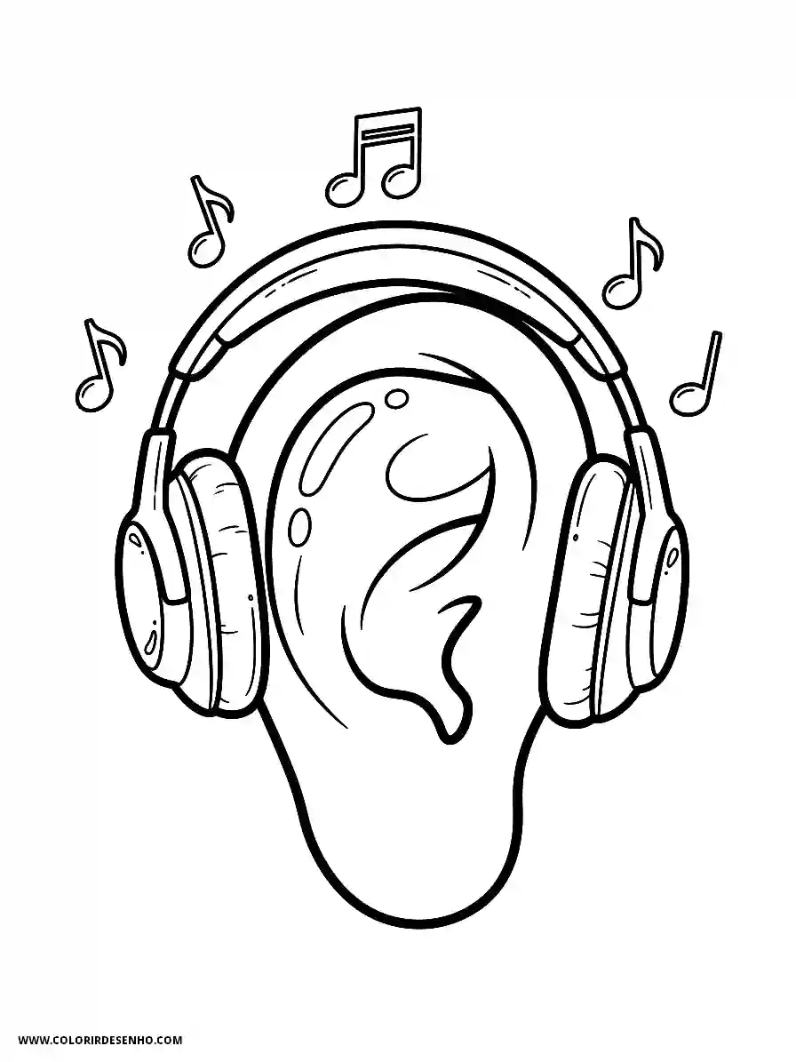 Ear Coloring Pages (26+ Free Printables) 20 Ear Cartoon Style Enjoying Music While Wearing Headphones Coloring Sheet Adorable