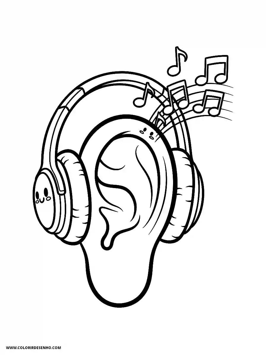 Ear Coloring Pages (26+ Free Printables) 21 Ear Cartoon Style Playing Music With Headphones Coloring Page Adorable