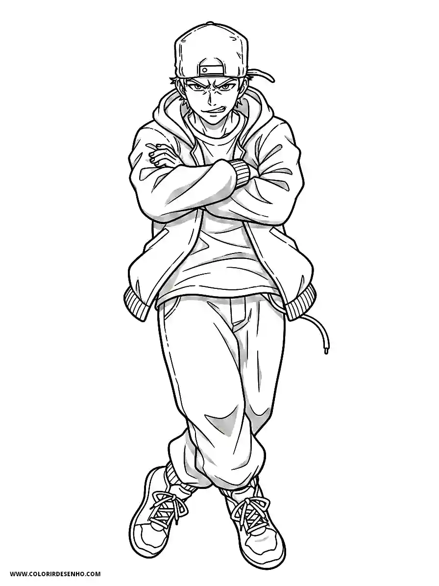 Hip Hop Coloring Pages (248+ Free Printables) 7 hip hop anime style easy dancer posing in b boy stance arms folded2054