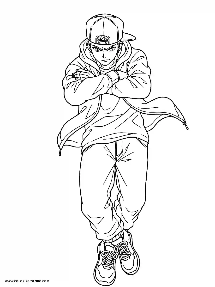 Hip Hop Coloring Pages (248+ Free Printables) 8 hip hop anime style easy dancer striking a b boy stance with arms crossed2053