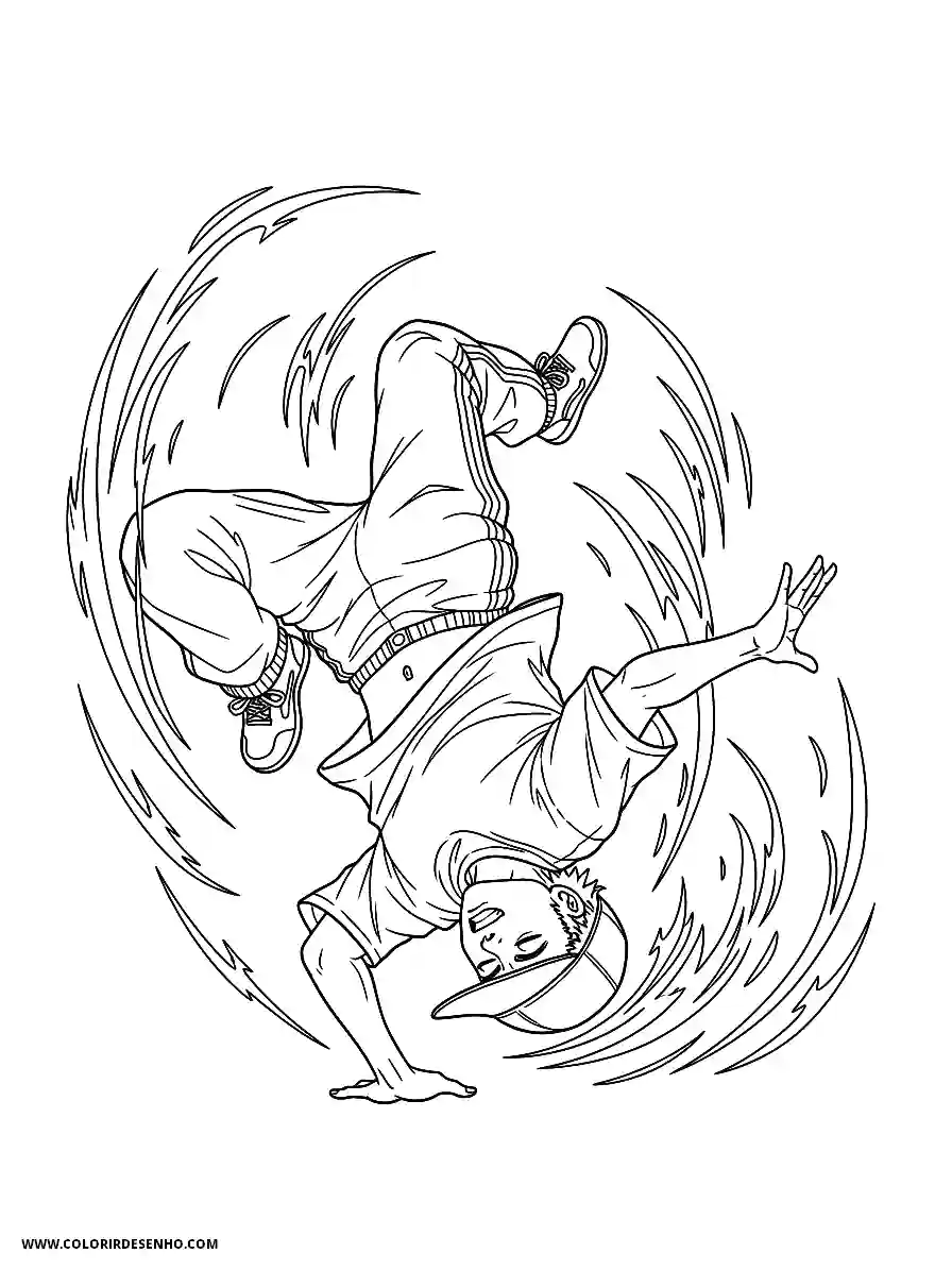 Hip Hop Coloring Pages (248+ Free Printables) 10 hip hop anime style for kids dynamic angle of a dancer performing a headspin2051