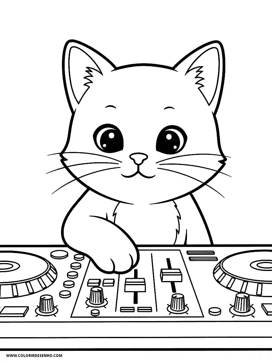 Hip Hop Coloring Pages (248+ Free Printables) 11 hip hop cartoon style adorable curious cat paw touching a dj mixer slider knob2050