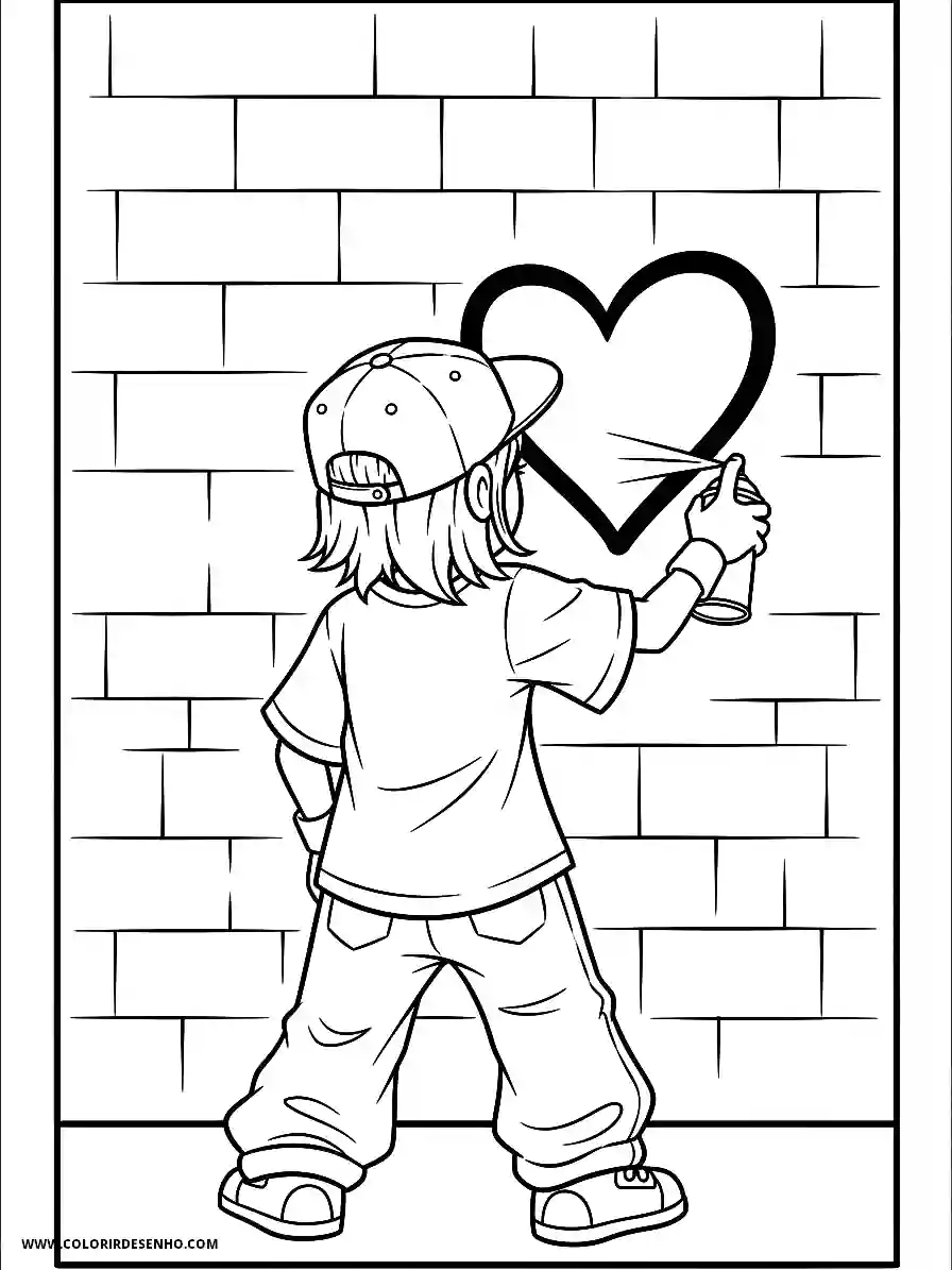 Hip Hop Coloring Pages (248+ Free Printables) 13 hip hop cartoon style simple easy female artist spraying heart graffiti on wall2048