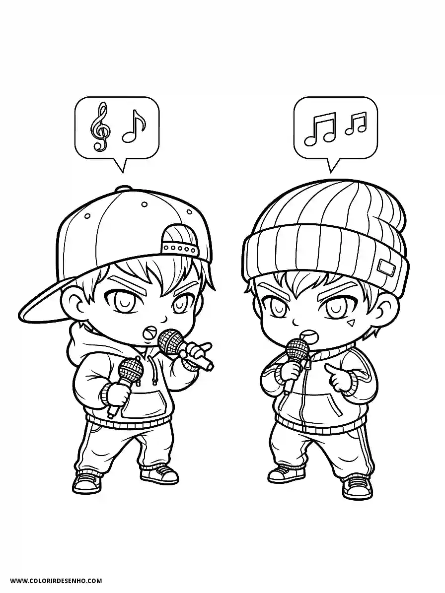 Hip Hop Coloring Pages (248+ Free Printables) 16 hip hop chibi style adorable two tiny characters having a rap battle2045