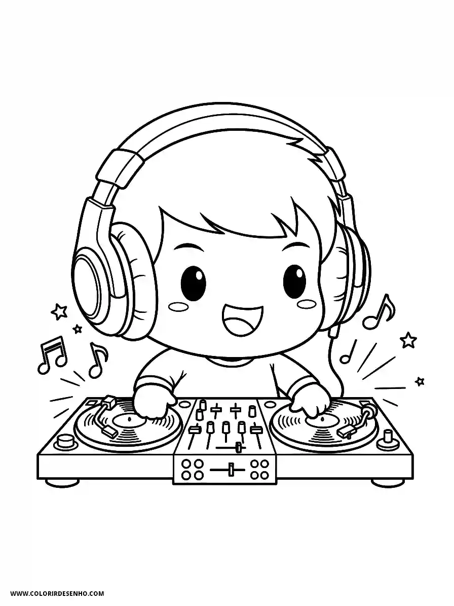 Hip Hop Coloring Pages (248+ Free Printables) 17 hip hop chibi style cute small dj mixing vinyl on deck wearing headphones2044