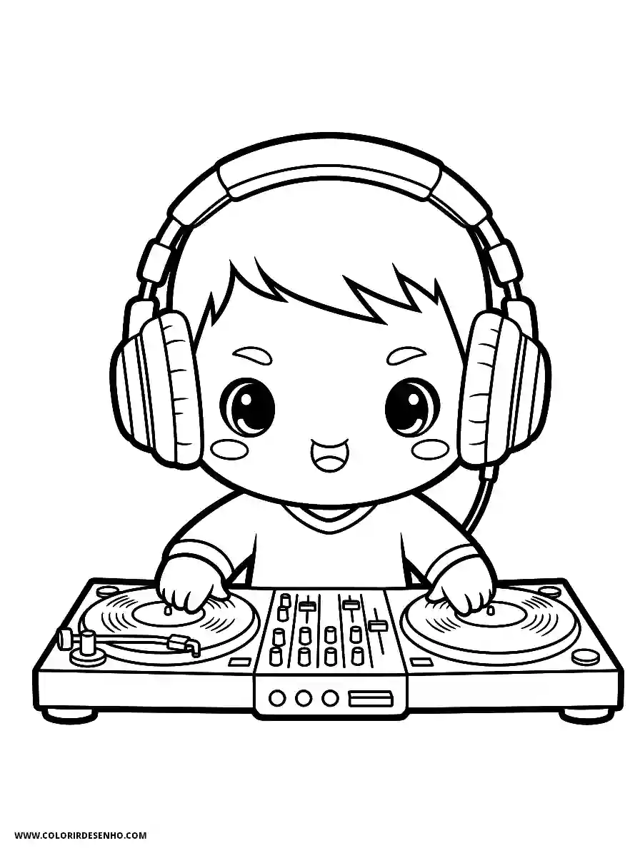 Hip Hop Coloring Pages (248+ Free Printables) 18 hip hop chibi style cute tiny dj scratching records on a turntable with headphones2043