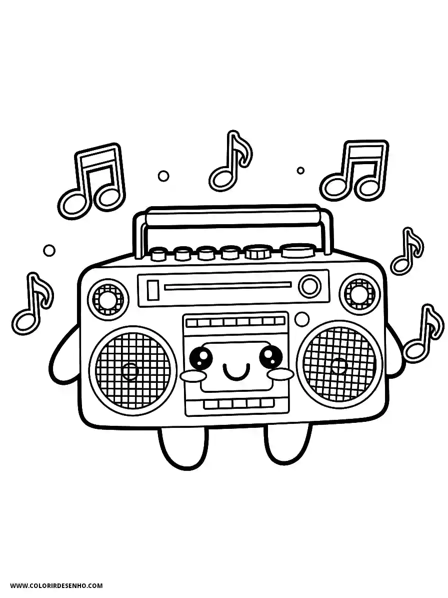 Hip Hop Coloring Pages (248+ Free Printables) 20 hip hop kawaii style adorable boombox character with happy face and music notes2041