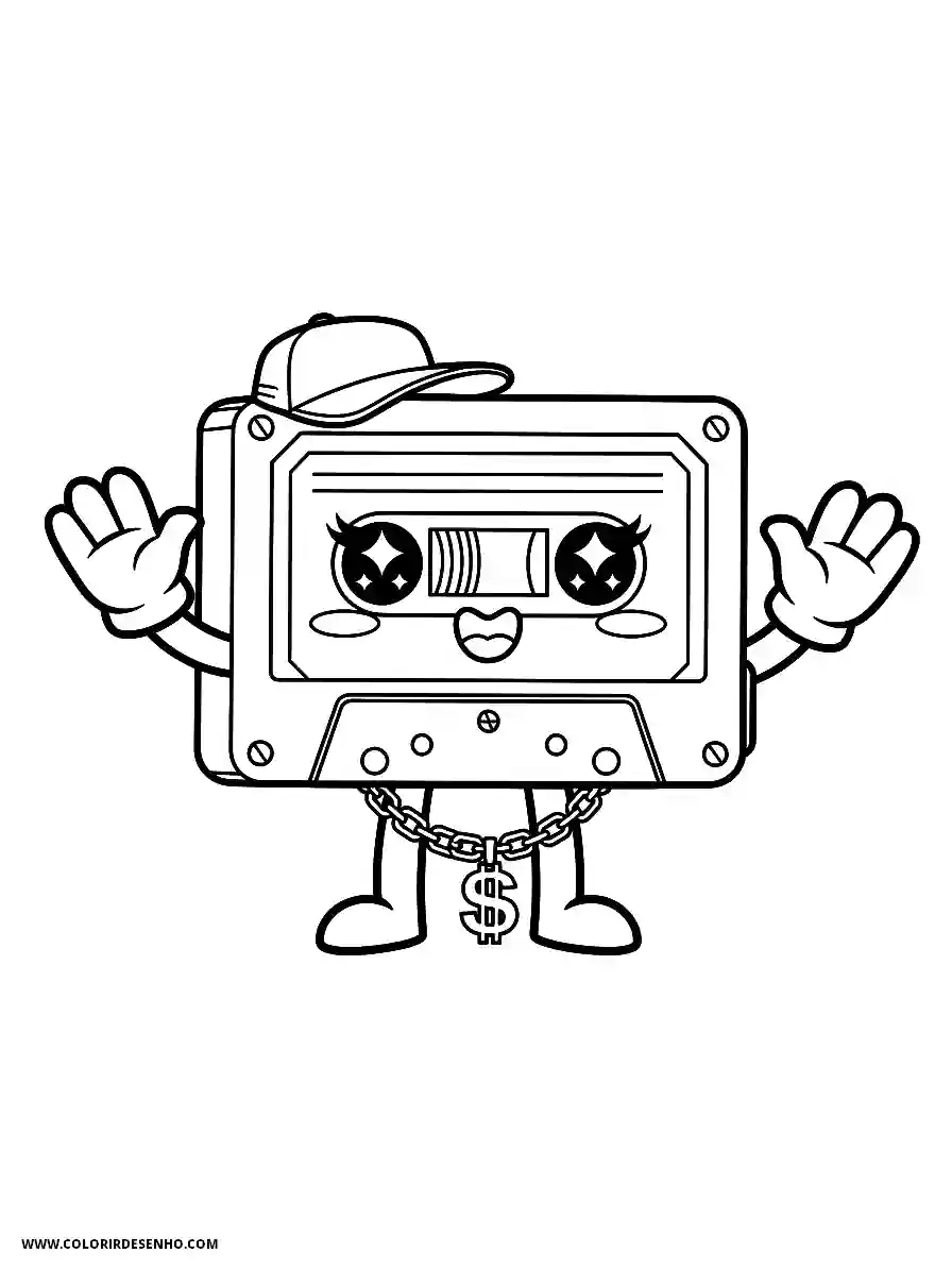 Hip Hop Coloring Pages (248+ Free Printables) 21 hip hop kawaii style cute retro cassette tape with big sparkly eyes waving hands2040