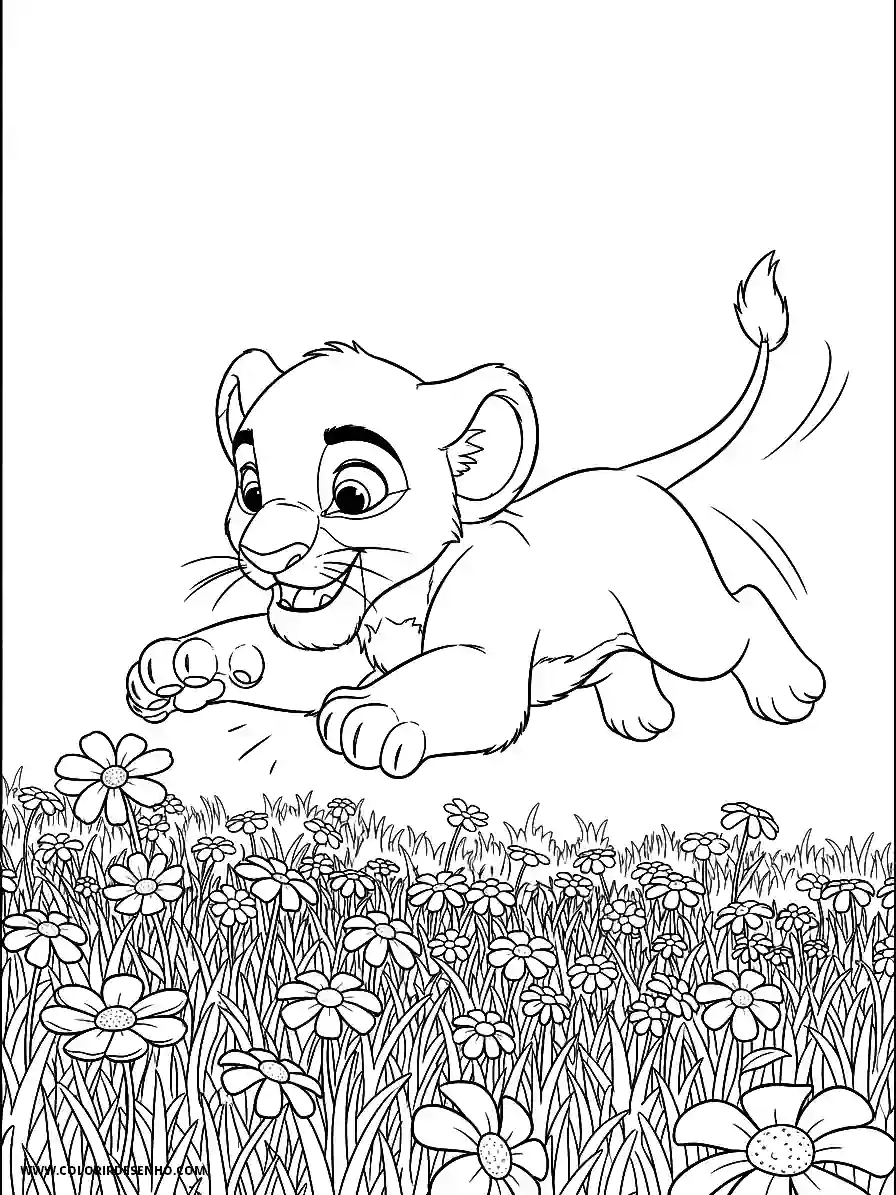 Lion Coloring Pages (259+ Free Printables) 218 Lion 3d animation style cute adorable lion cub pouncing on flowers playfully