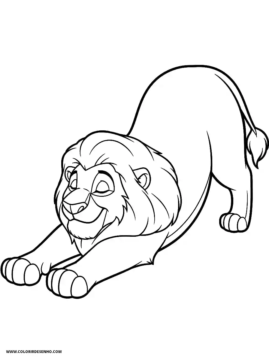 Lion Coloring Pages (259+ Free Printables) 220 Lion 3d animation style simple lion extending body after nap