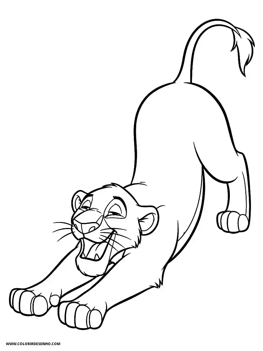 Lion Coloring Pages (259+ Free Printables) 221 Lion 3d animation style simple lion extending limbs after rising from sleep