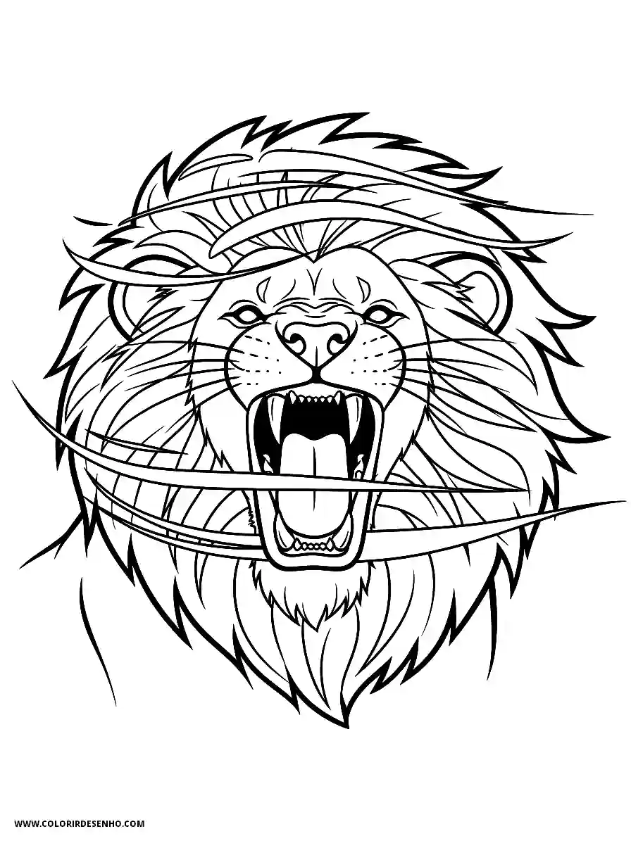 Lion Coloring Pages (259+ Free Printables) 227 Lion cartoon style easy for kids lion bellowing with breeze through fur