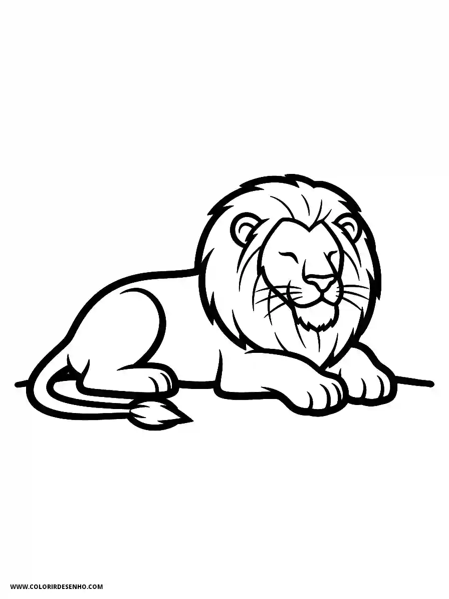 Lion Coloring Pages (259+ Free Printables) 230 Lion cartoon style simple easy lion lying down resting in shade relaxed