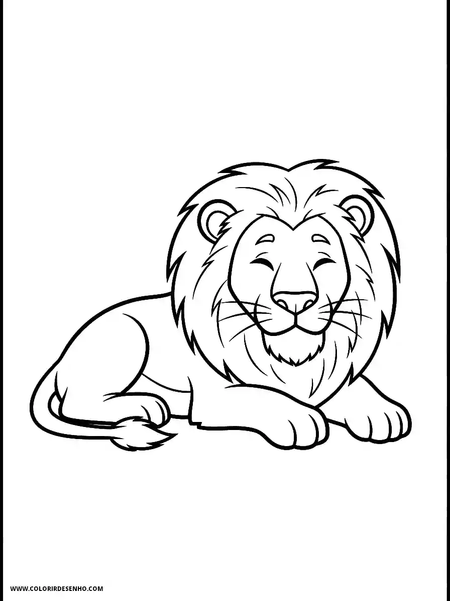Lion Coloring Pages (259+ Free Printables) 231 Lion cartoon style simple easy lion reclining reposing in shadow calm