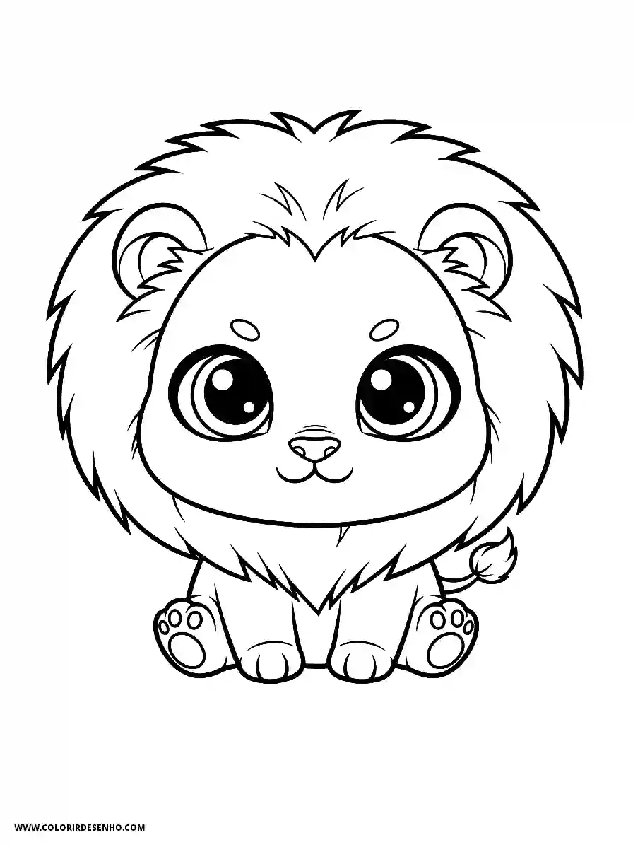 Lion Coloring Pages (259+ Free Printables) 236 Lion chibi style simple easy small lion seated with large eyes and tiny frame
