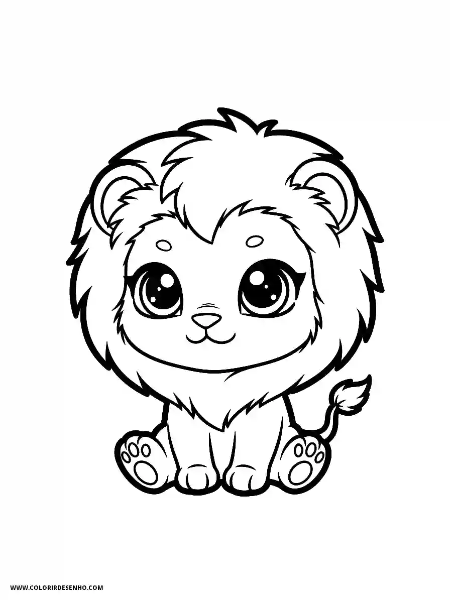 Lion Coloring Pages (259+ Free Printables) 237 Lion chibi style simple easy tiny lion sitting with big eyes and small body