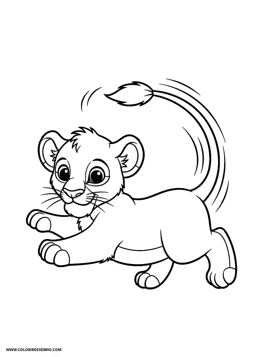 Lion Coloring Pages (259+ Free Printables) 245 Lion line art easy for kids lion cub chasing its tail in circle