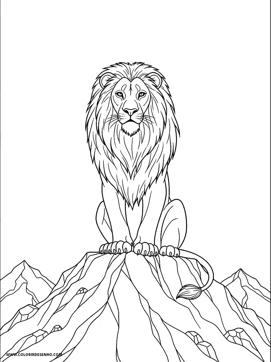 Lion Coloring Pages (259+ Free Printables) 251 Lion manga style simple for adults sage elder lion seated regally on cliff top