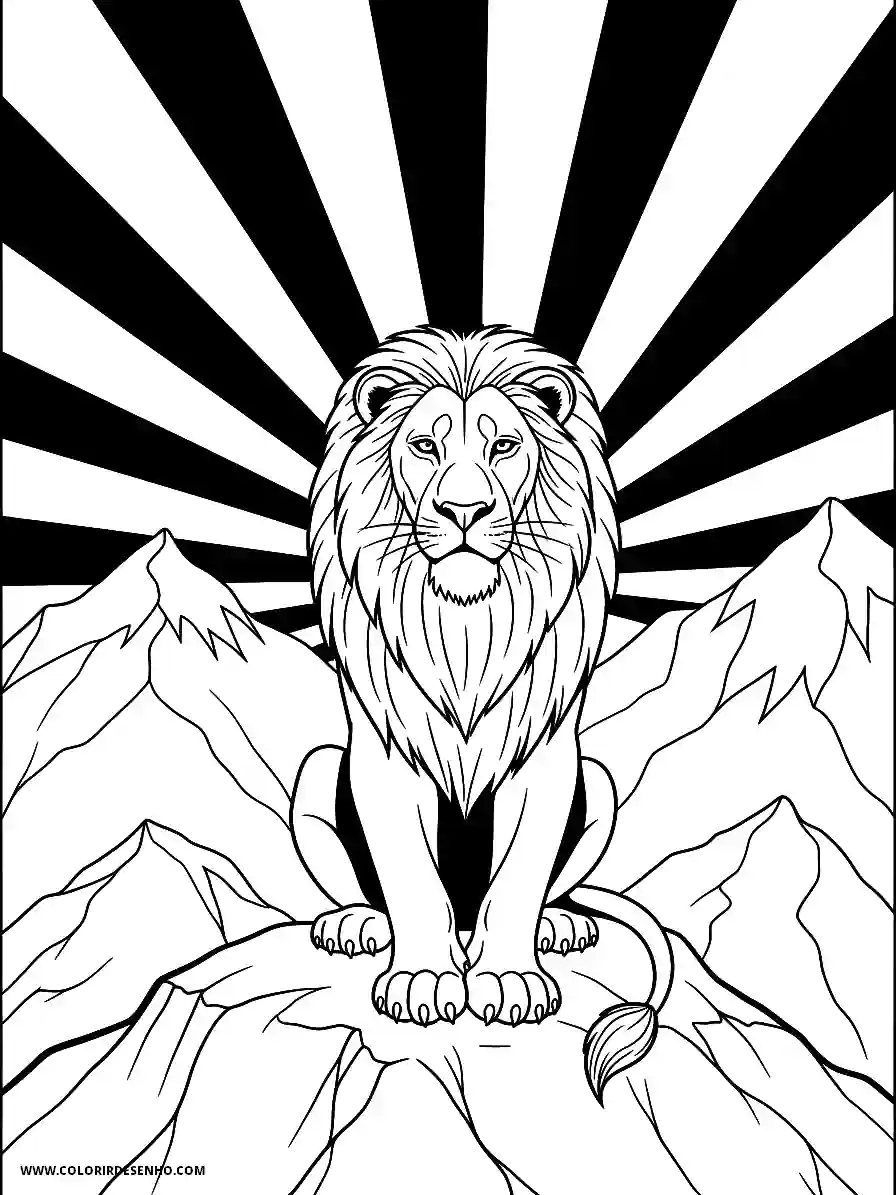 Lion Coloring Pages (259+ Free Printables) 253 Lion manga style simple for adults wise old lion sitting majestically on mountain peak