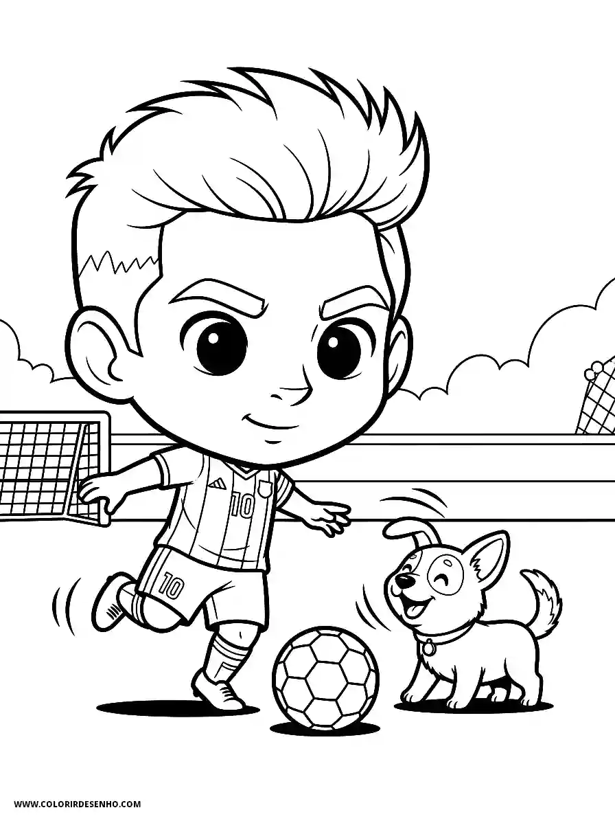 Lionel Messi Coloring Pages (95+ Free Printables) 84 lionel messi chibi style cute playing soccer playfully with a friendly dog1875