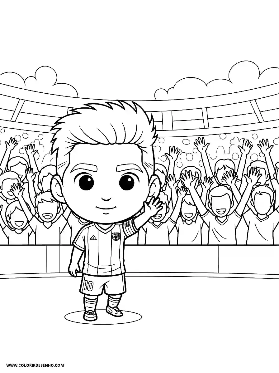 Lionel Messi Coloring Pages (95+ Free Printables) 85 lionel messi chibi style cute standing and waving towards a crowd of cheering fans1874