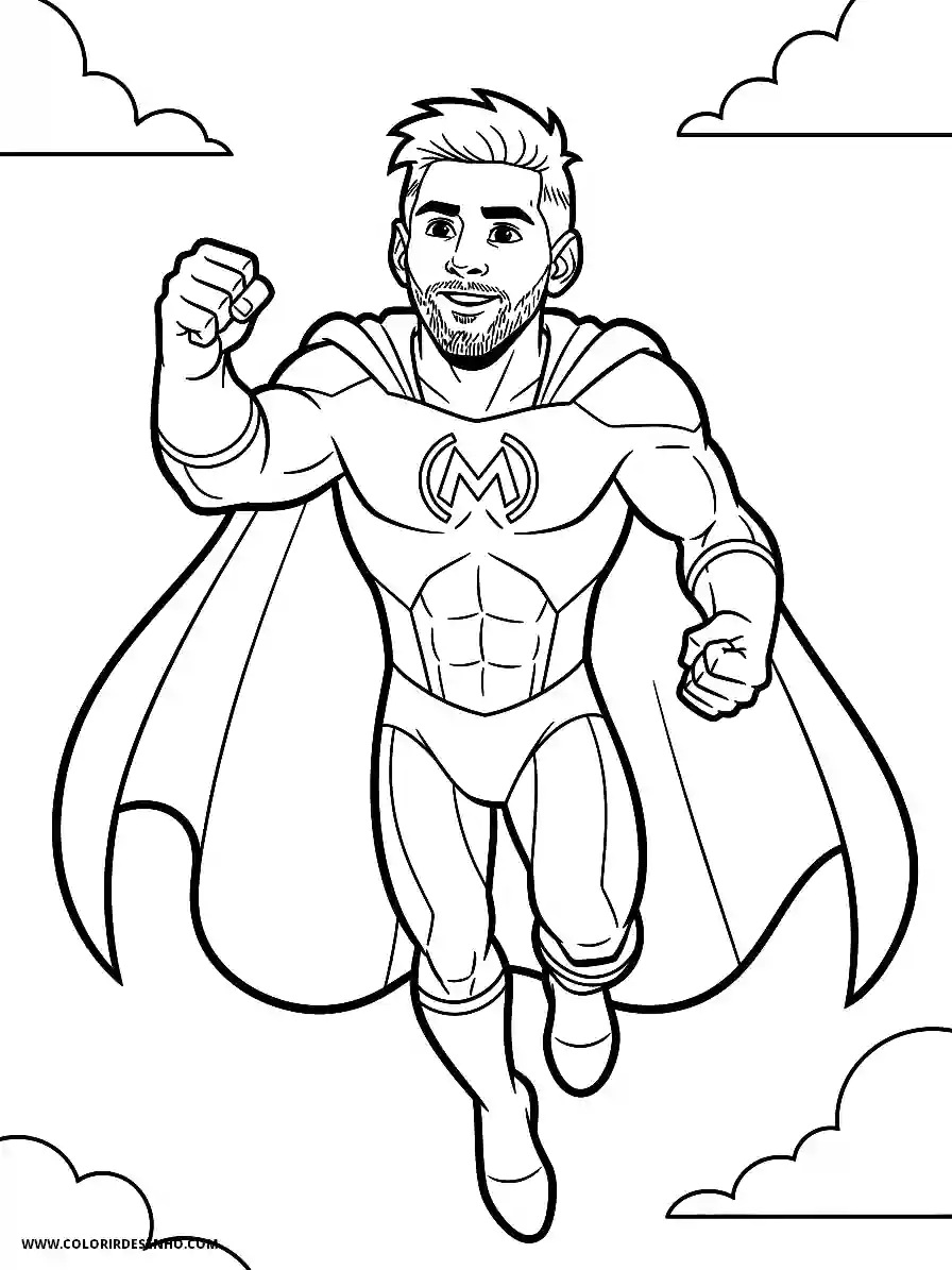Lionel Messi Coloring Pages (95+ Free Printables) 67 lionel messi animation style simple easy soaring through sky dressed as hero1892