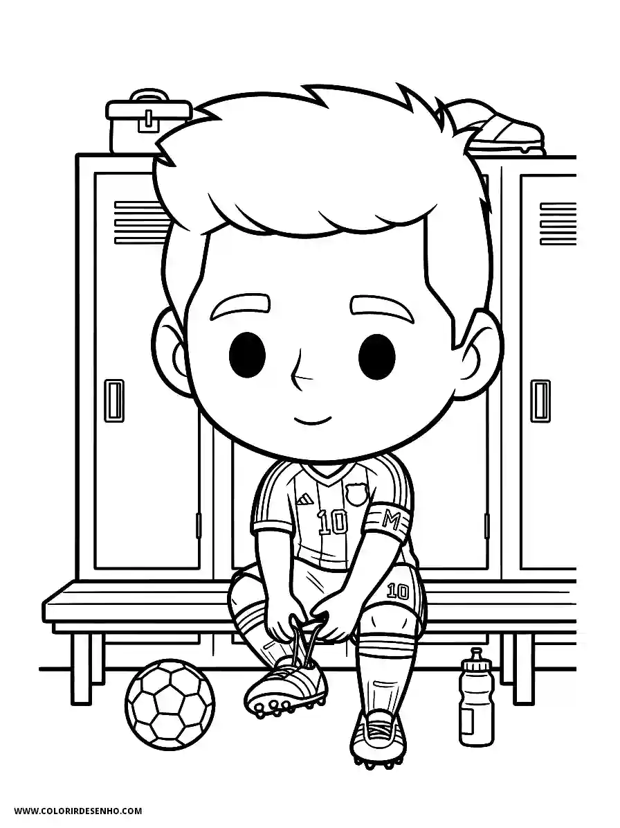 Lionel Messi Coloring Pages (95+ Free Printables) 88 lionel messi kawaii style easy seated on bench in changing room lacing shoes1871